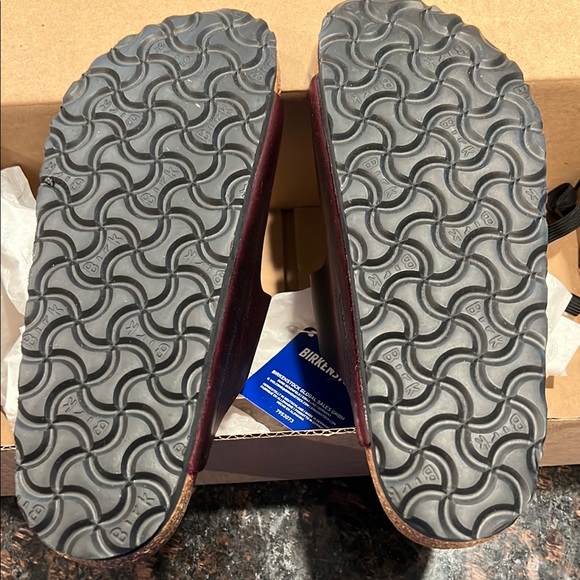 Birkenstock Maroon Sandals with Gold Accents - Picture 2 of 3